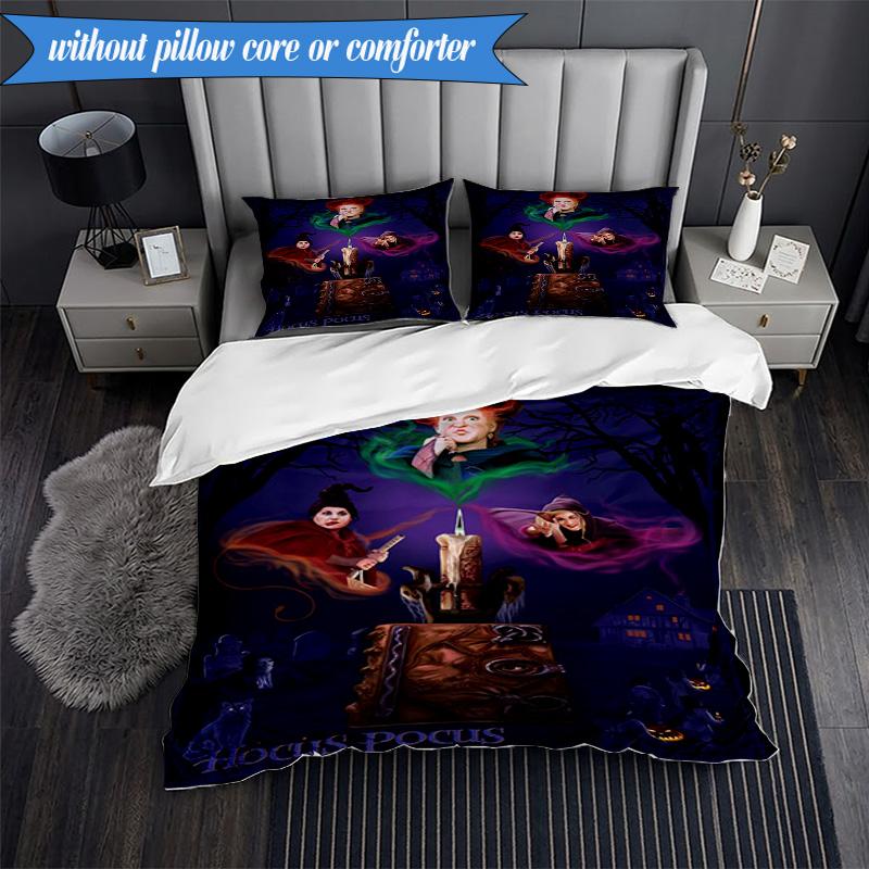 Halloween witches 3pcs K-pop music group Bedding set,Ideal for Bedroom, Dormitory,Including Duvet Cover And 2pcs Pillowcases,Fan gifts