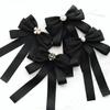 Pearl Black Ribbon Pin Rhinestones Funerals Memorial Pin Luxury Ribbon Badge Brooch Mourning