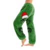 Женские брюки с рождественским принтом, манжетами на кулиске, повседневные брюки и пижама