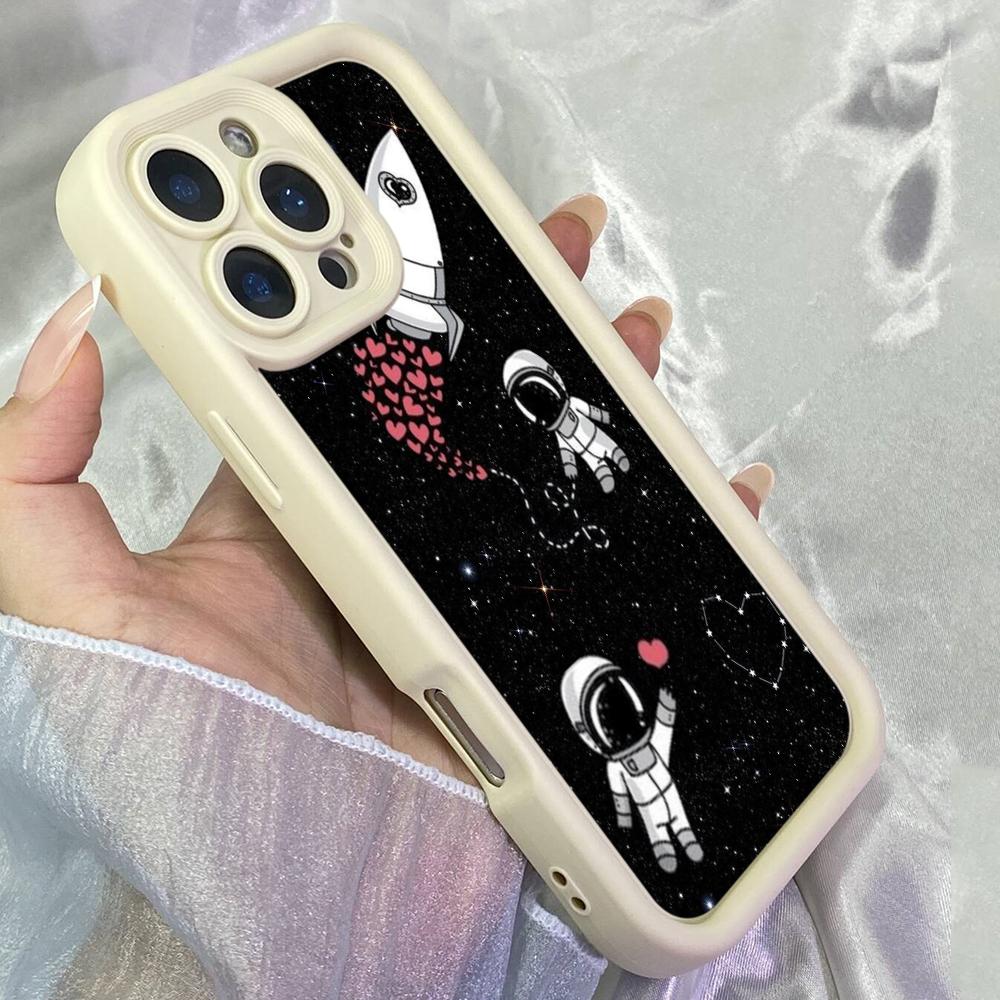 JT219 Милый Космический Астронавт Ракета для iPhone 17 16 15 Pro Max Samsung S26 S25 Ultra A17 A16 A07 A56 A15 A06 Xiaomi 15T Redmi 15c 14C Мягкий ТПУ Чехол