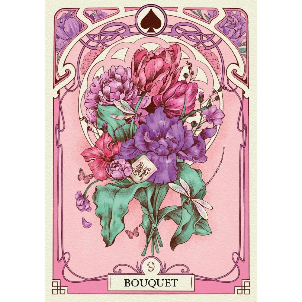 Romantic Lenormand Oracle 10.5*7.5cm Floral Motifs of The Art Nouveau Style 37 Pcs Cards (with 1 Special Card)