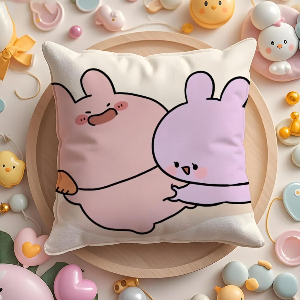 Asleep Cute AAsamimi Pillow Case Soft Plush Fabric DoubleSided Printed Cushion Cover Warm Winter Sofa Pillow Case
