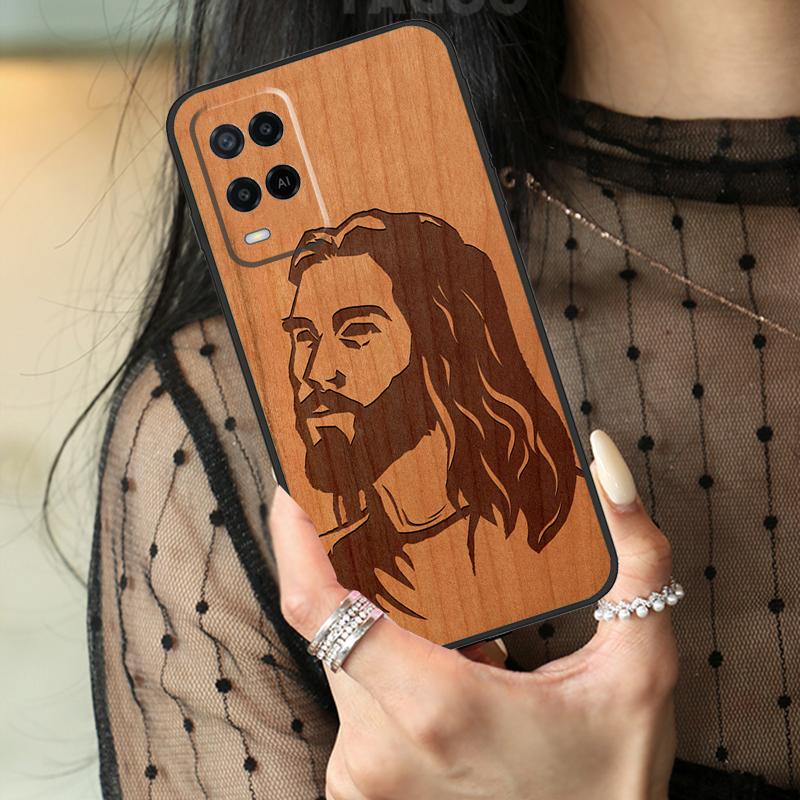 Деревянный чехол Будда Иисус Гваделупский для Oppo A78 A98 A18 A38 A58 A60 A80 A40 A96 A76 A16 A94 A74 A54 A15 A17 A57 A77 A5 Pro