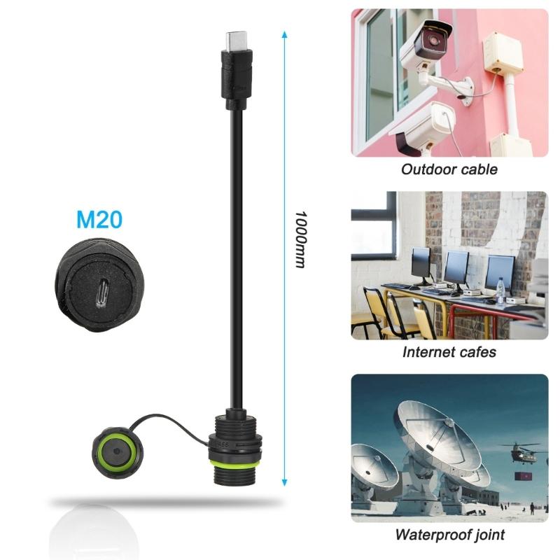 M20 USB C 3.1 Водонепроницаемый Кабель-адаптер для Панельного Монтажа на Открытом Воздухе IP68 Водонепроницаемый Подходит для Быстрой Передачи Данных