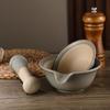 Practical Ceramic Grinding Bowl Rod Set Manual Multifunctional Rice Paste Bowl Durable Garlic Mortar Pestle Pedestal Bowl