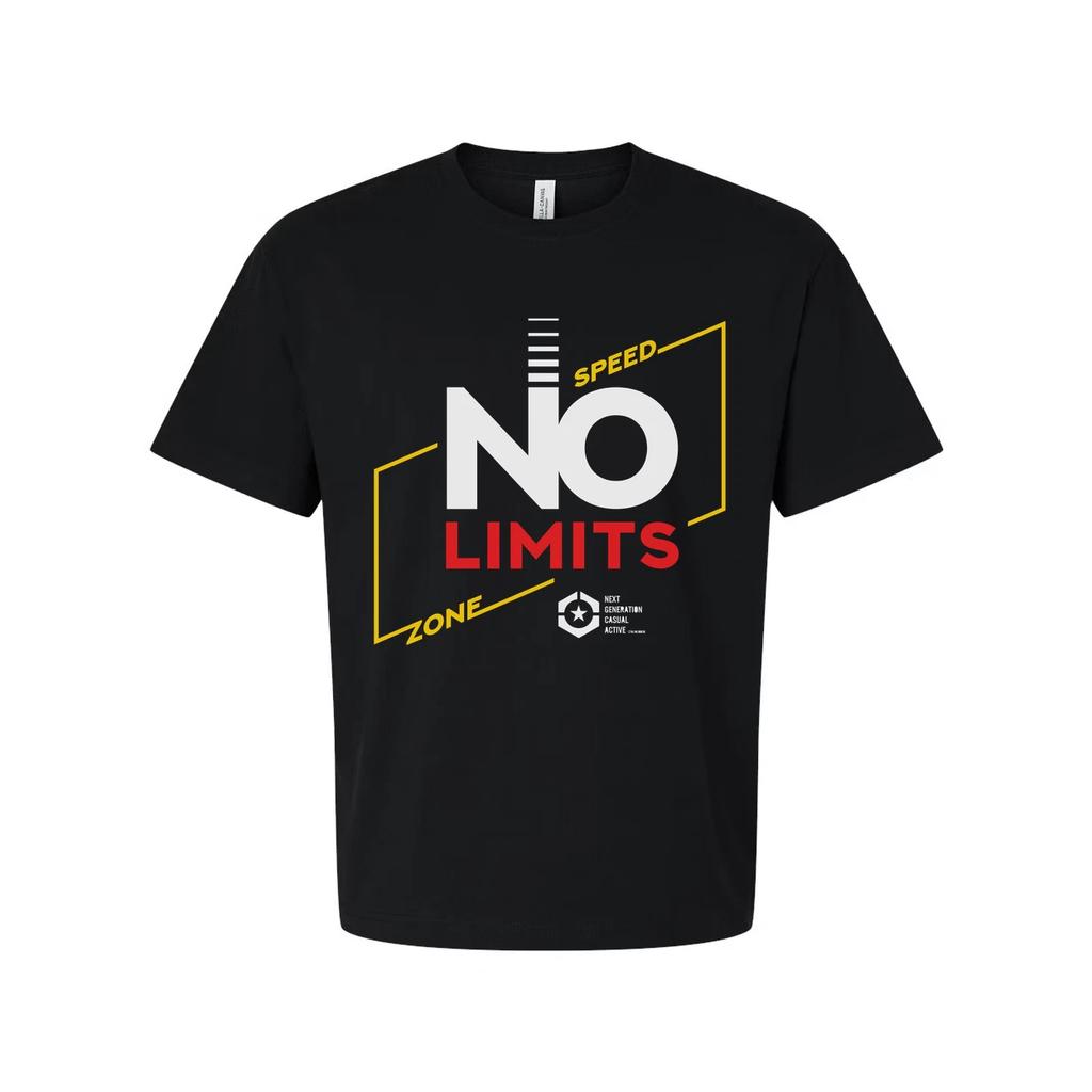 No Limits Graphic Tee For Unisex White Short Sleeve With Speed Zone Design Colle