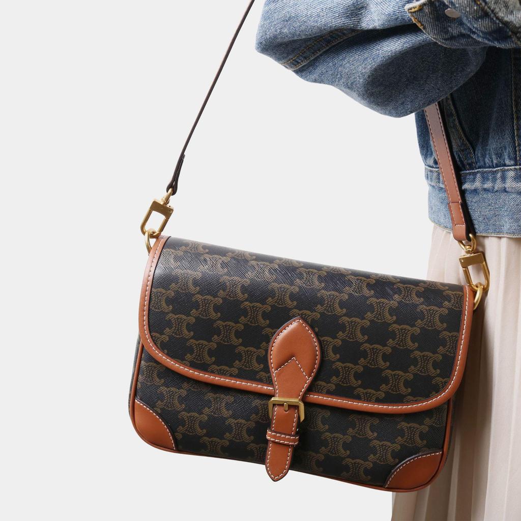 Женская кожаная сумка-багет Arc de Triomphe, носимая под мышкой - Модель 2025 года, бывшая в употреблении