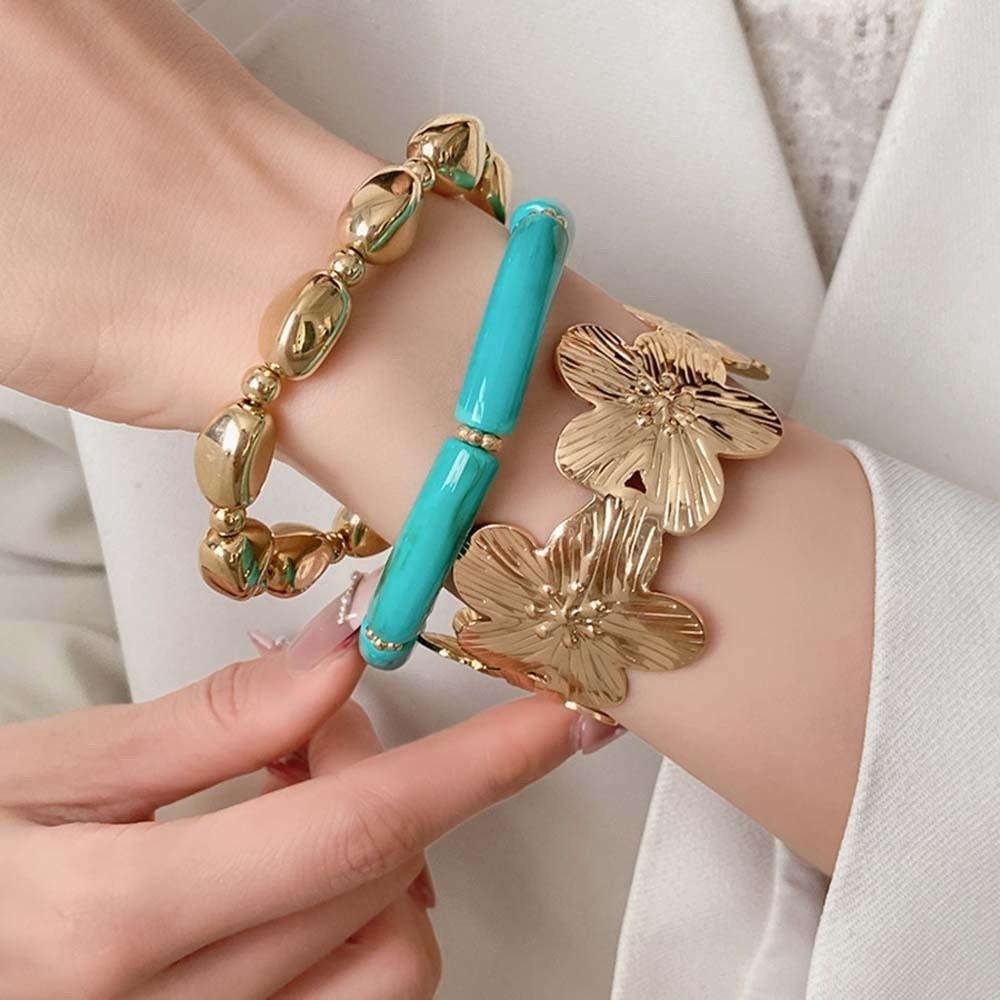 Resin Stacked Round Bangle Acrylic Women's Wrist Jewelry Geometric Resin Bracelet Festival Gifts
