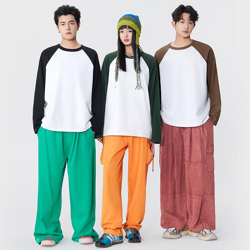 MINISO Men's American Style Raglan Color Block Long Sleeve T-Shirt