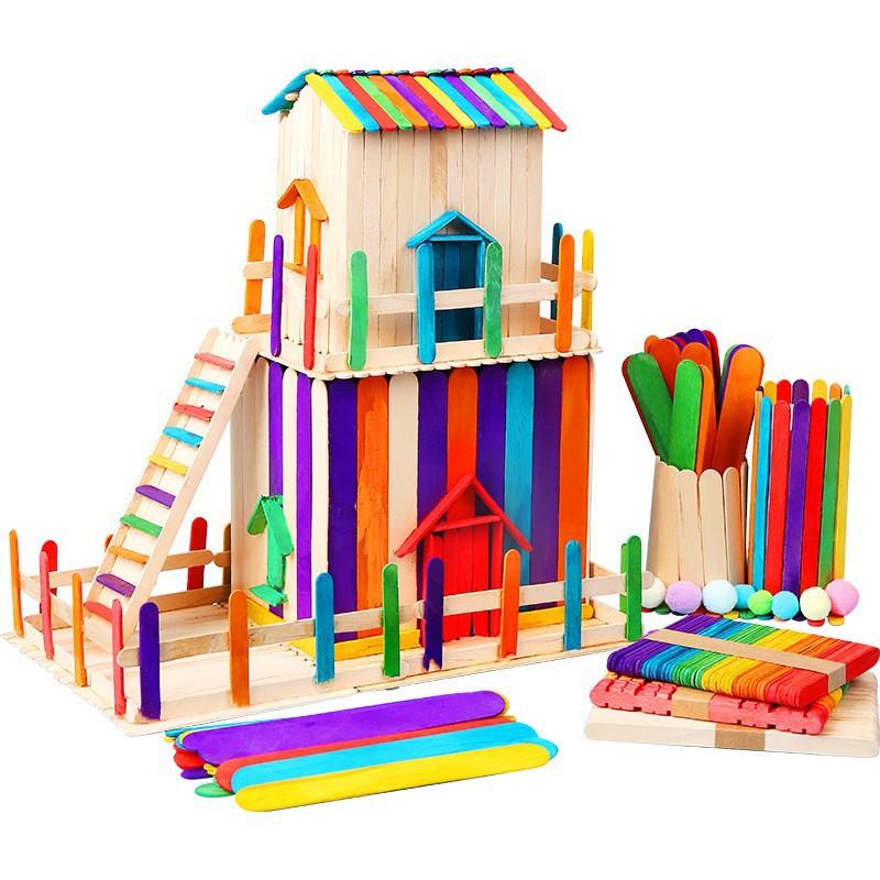 Художественные креативные 50 шт., деревянные палочки «сделай сам», ручные поделки, палочки для мороженого, красочные развивающие игрушки для детей, материал ручной работы, подарок для детей