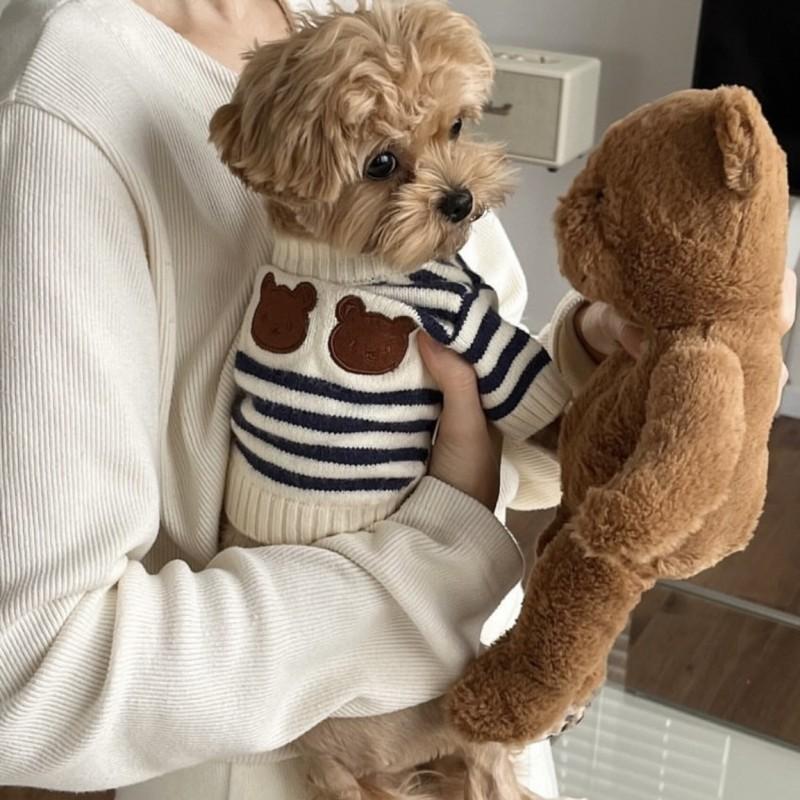 Warm Knit Pet Sweater Small Medium Dogs Cats - Winter Thick Fleece Lined Dog Clothes