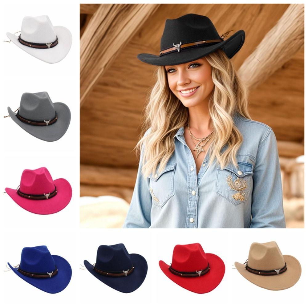 Cow Head Sunscreen Bucket Hat Felt Cowgirl Cap Retro Western Cowboy Hat  Travel