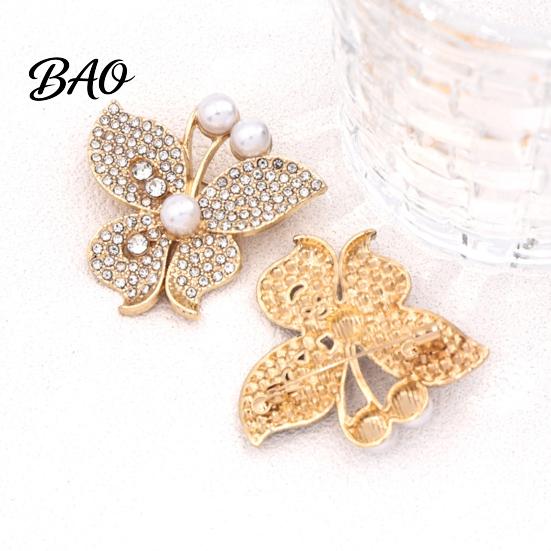 Butterfly Brooch Pins Women Pin, Shape Lapel Pin with Animal Coats Faux Pearls Rhinestones, Jewelry Accessory for Dresses Jackets Decorative Alloy