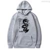 Japanese Letter Dragon Graphic Men Hoodies Manga Dragon Printed Sweatshirts Men Women Long Sleeves Casual Street Hoody