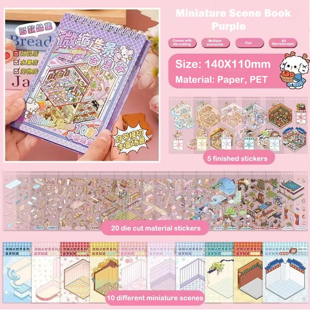 Карманная наклейка с изображением мультяшной хижины, миниатюрная наклейка для книги, сцена из хижины для школьника и ребенка