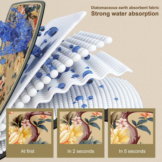 Chinese Style Thickened Tea Mat Kitchen Countertop Water Absorbent Coaster Non-Slip Wash-Free