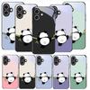 Милый и очаровательный панда Для iPhone 17 Air 16 E 15 Plus 14 Pro Max 13 12 mini 11 5 6 7 8 Plus XR XSMax SE Черный Стеклянный Чехол для Телефона