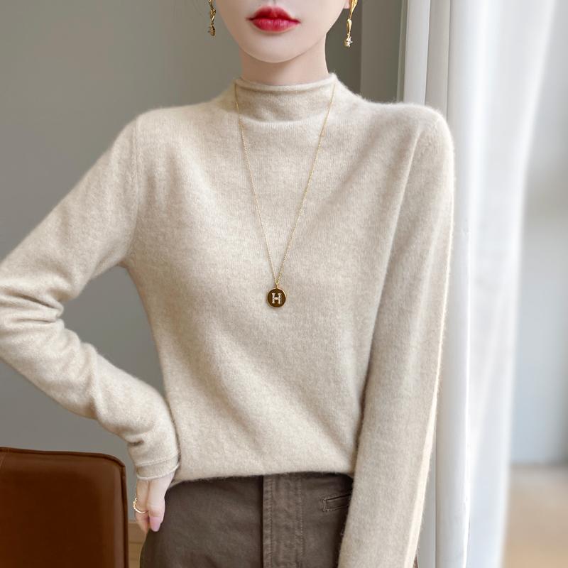 Женский кашемировый свитер Qinghe Cashmere 30% Кашемир 70% Шерсть Осенне-зимний кашемировый пуловер Мягкий и теплый