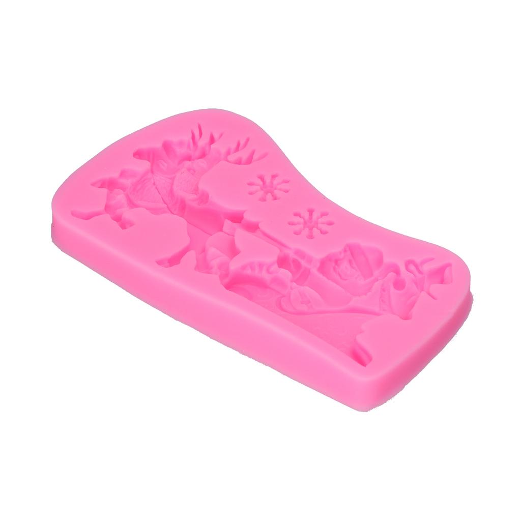 2Pcs Silicone Mold Nonstick Washable High Temperature Resistant Flexible Santa Elk Shape Christmas