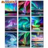 Frame Picture Diy Painting By Numbers For Adults Green Aurora Landscape Canvas By Numbers For Home Decors Artwork
