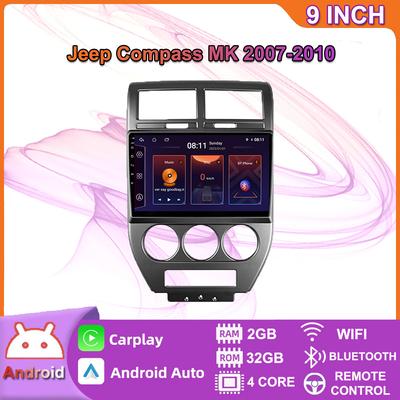 Автомобильный мультимедийный плеер Android 2 Din для Jeep Compass MK 2007-2010, головное устройство, стерео Carplay, GPS-навигация, BT, WIFI, 2 + 32 ГБ