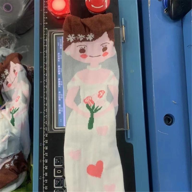 Wedding Crew Socks Gift Cartoon Bride Groom Pattern Cotton Socks Married Decoration Engagement Honeymoon Essential Gift