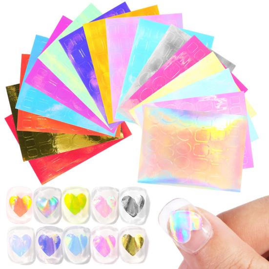 10Pcs/11Pcs/16Pcs Nail Ice Sticker Aurora Effect Reflective Colorful Foil Film Sparkling Glass Ice Cube Decoration for Manicure