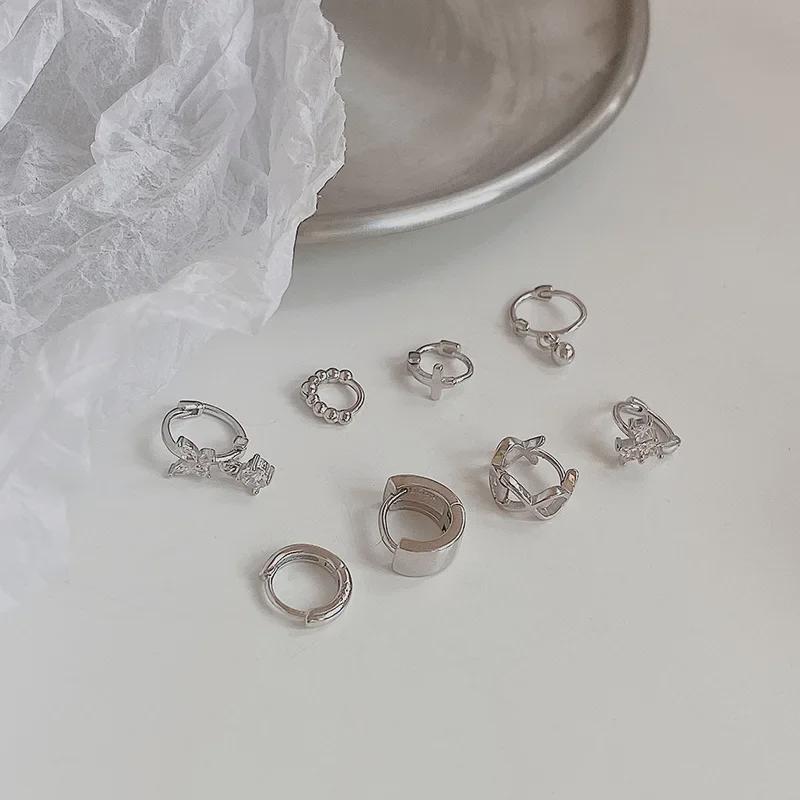 Серьги-иглы из серебра 925 пробы в корейском стиле с гонконгским шармом — модная застежка и дизайн ушных косточек