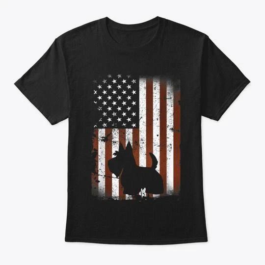 Scottish Terrier American Flag Dog 4th O T shirt Made in the USA Size S to 5XL