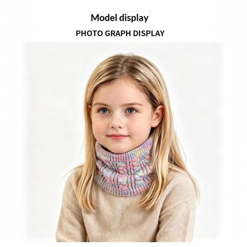 Kids Neck Warmer Thermal Fleece Lined Boys Girls Cable Knitted Neck Gaiter Outdoor Children Windproof Neck Scarf 3-8 Years Old