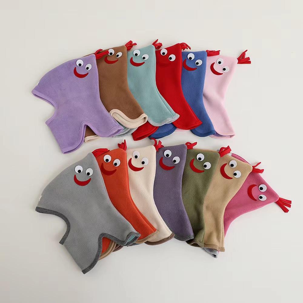 Милая детская шапка-чепчик, шарф, цельный мягкий флис, осень-зима, детские шапки-бини, теплые уши, защита шеи, детская кепка с героями мультфильмов