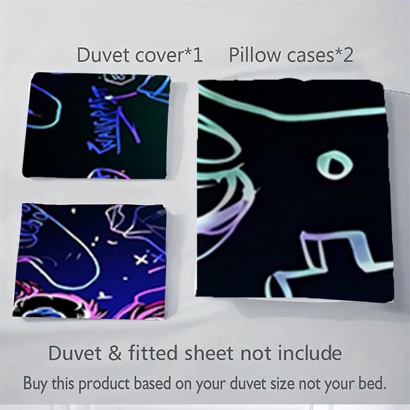 3Pcs Neon Artistic Creatures Bedding Sets For All Sizes New 3D Printed Bed Cover Comforter Duvet Cover Pillowcase Bedroom Decoration