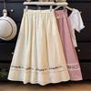 Half Skirt Women Cotton Summer Casual Versatile Elastic Women Skirt Loose Comfortable Large Size Pleated Skirt