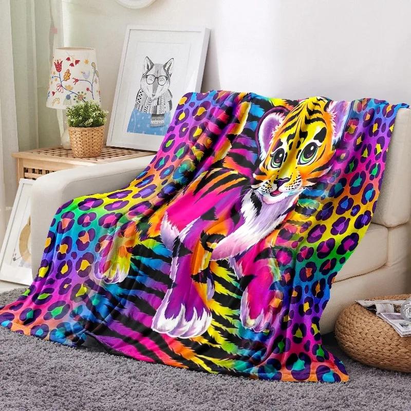 Cute cartoon tiger Flannel printed blanket suitable for all seasons suitable for living room office sofa and travel
