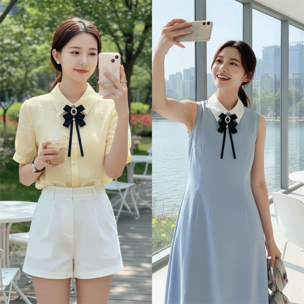 Adjustable Shirt Brooch Pearl Pendant Shirts Bow Tie Accessory Butterfly Knot Tie For Shirts