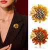 Stunning Pin Rhinestone Bee And Sunflower Brooch For Parties And Casual Wear Enamel