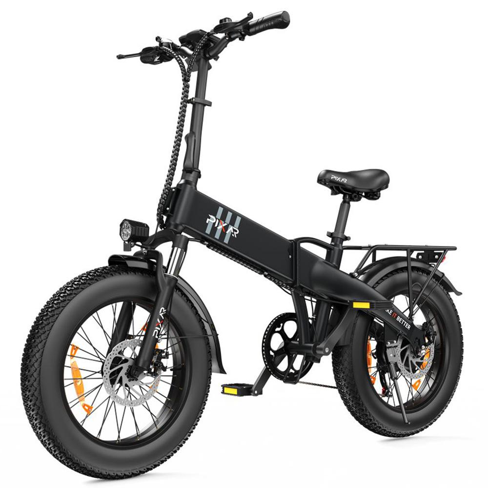 Electric Bicycle Pixar F2 250W Motor 20"x4.0" Tire Foldable City E-Bike 7 Speed Dual Disc Brakes 48V 15Ah Front Fork Suspension