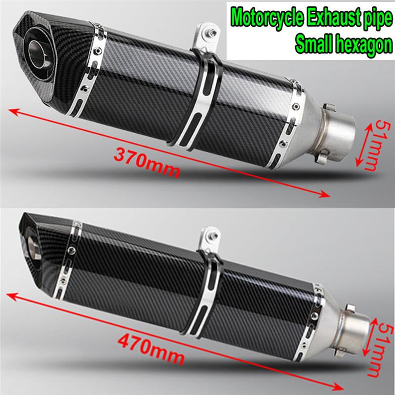 HQ Universal 51mm Motorcycle Exhaust Pipe Length 300/370/470mm Stainless Steel ninja400 R3 Z900 S1000RR MT-07 pcx160 duke390 R1