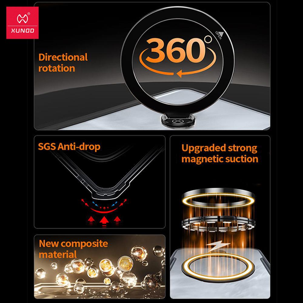 XUNDD For OnePlus Ace 6 Case For One Plus Ace6 Casing Luxury Shockproof Transparent Anti Fingerprint Back Cover With Rotatable Magnetic Holder