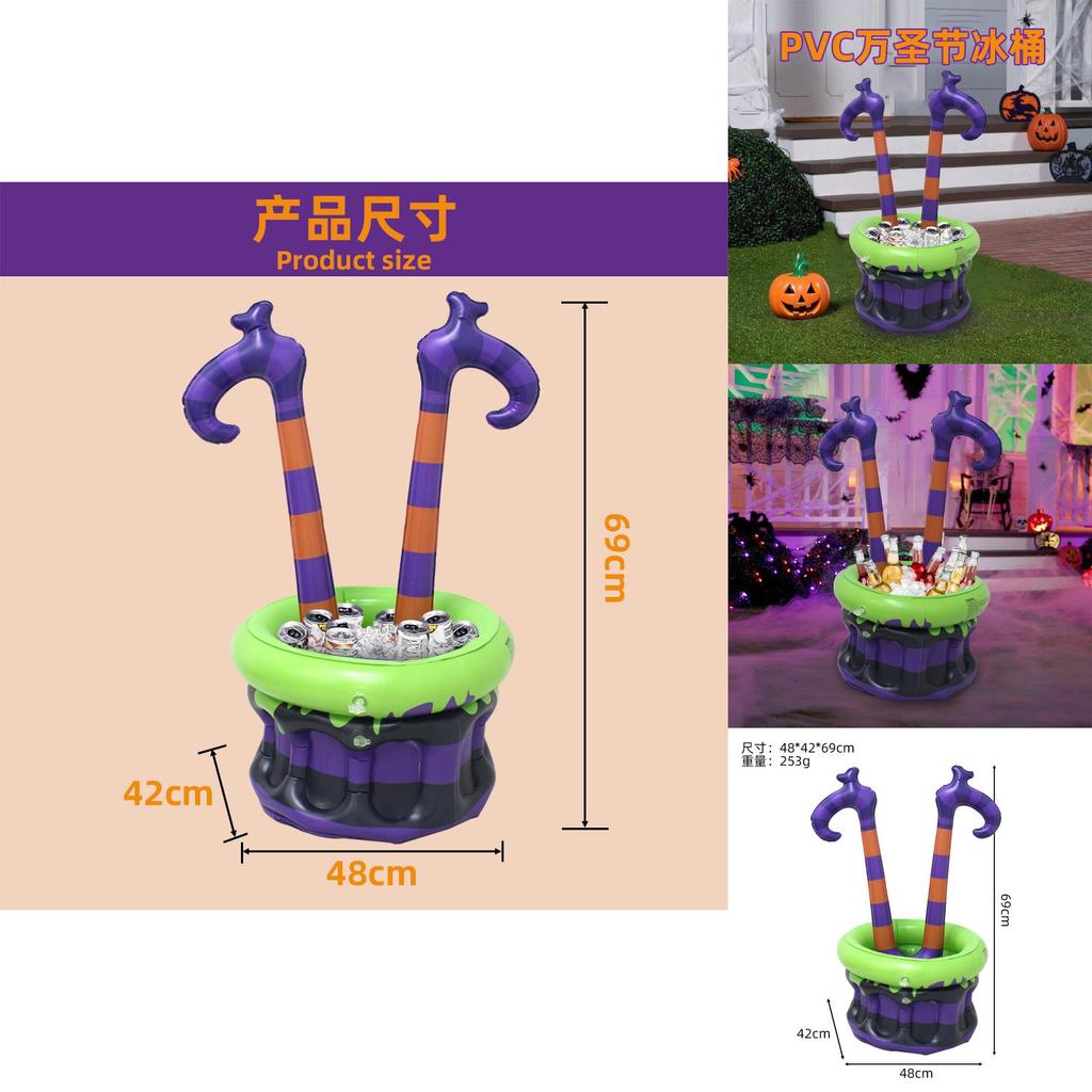 Pvc Witch Ice Bucket For Halloween Party Decorations With Inflatable Cold Beverage Holder