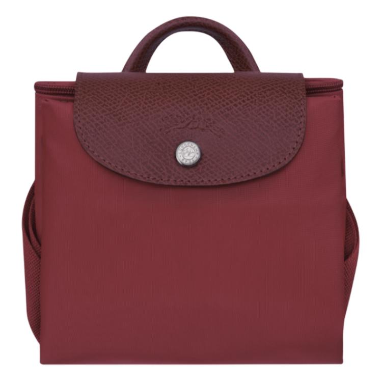 Longchamp Logo Design Zipper Nylon Backpack Unisex Backpack Pomegranate-Red 10284919P98