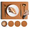 Dual Side Placemat Waterproof Faux Leather Coaster Placemat Solid Color Heat Insulation Pad for Dining Tables Countertops