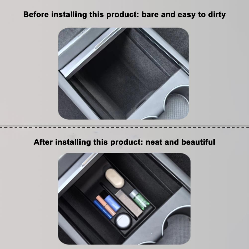 Для Tesla New Juniper 2025 Аксессуары для интерьера Центральная консоль Органайзер для хранения Лоток Ящик подлокотника Нижний коврик Держатель для карт