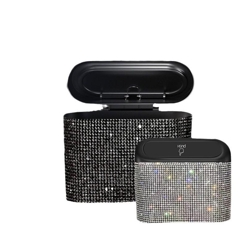 Car Door Trash Bin Bliing Girls Unbrella Storage Box Barrel Plastic Seat Back Garbage Dust Case Trash Can For Women Interior