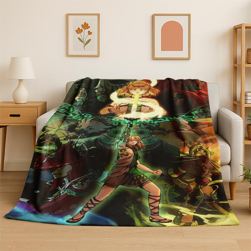 Classic Game Z-Zelda Cartoon Link Flannel Blanket Soft Warm Throw Blanket for Bedroom Living Room Bed Travel Camping Picnic