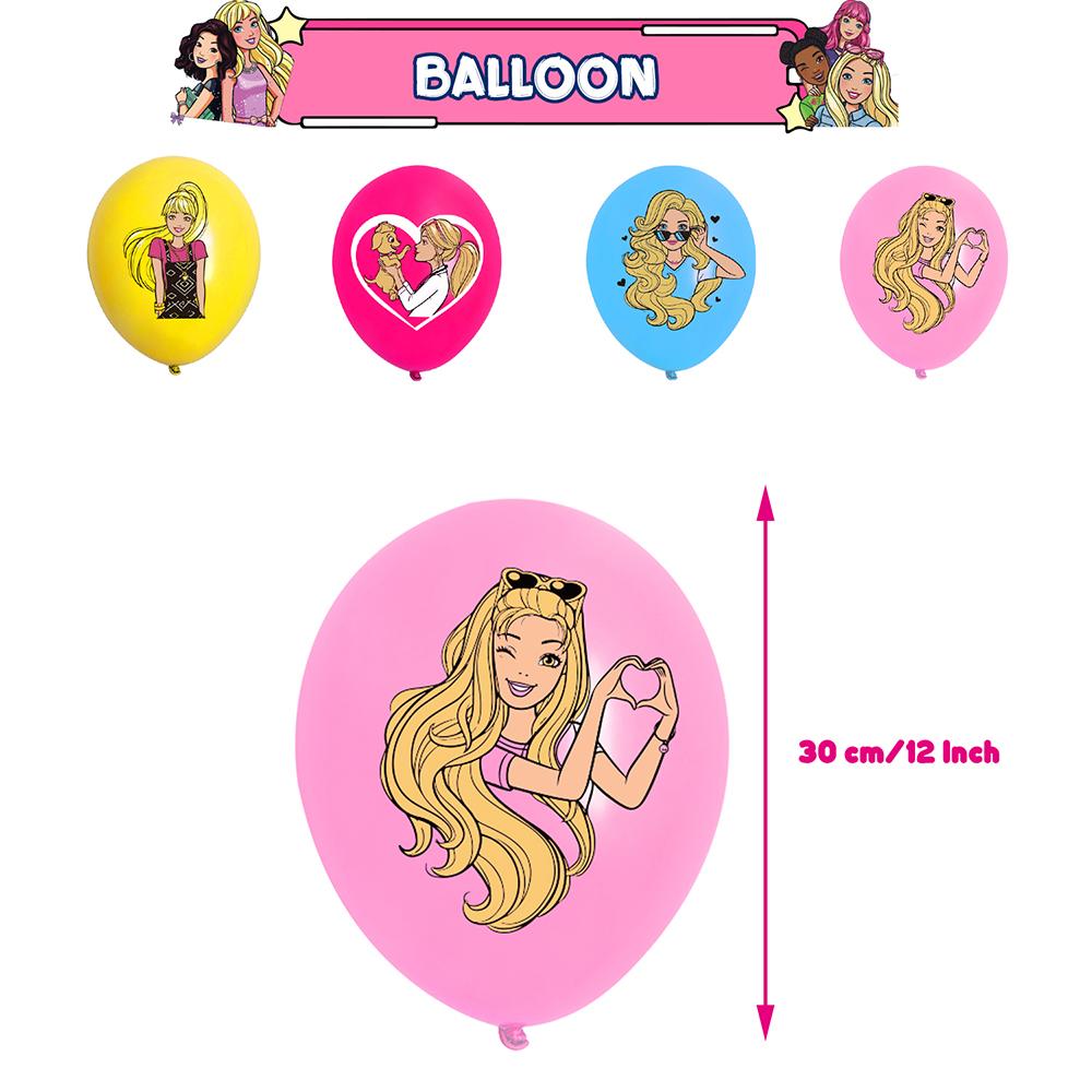 30pcs Pink Barbie Princess Party Decoration Includes Banner Cake Topper Balloons