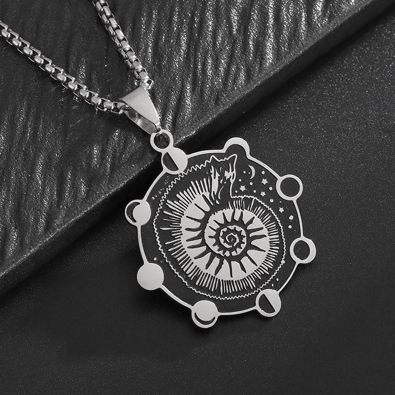 Witchcraft Moon Snail Necklace Neutral Wind Stainless Steel Slavic Protective Amulet
