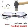2 Pair New Women Rimless Reading Glasses Anti Blue Light Bifocal Far Near Magnification Eyewear Presbyopic Glasses +10.5 +2