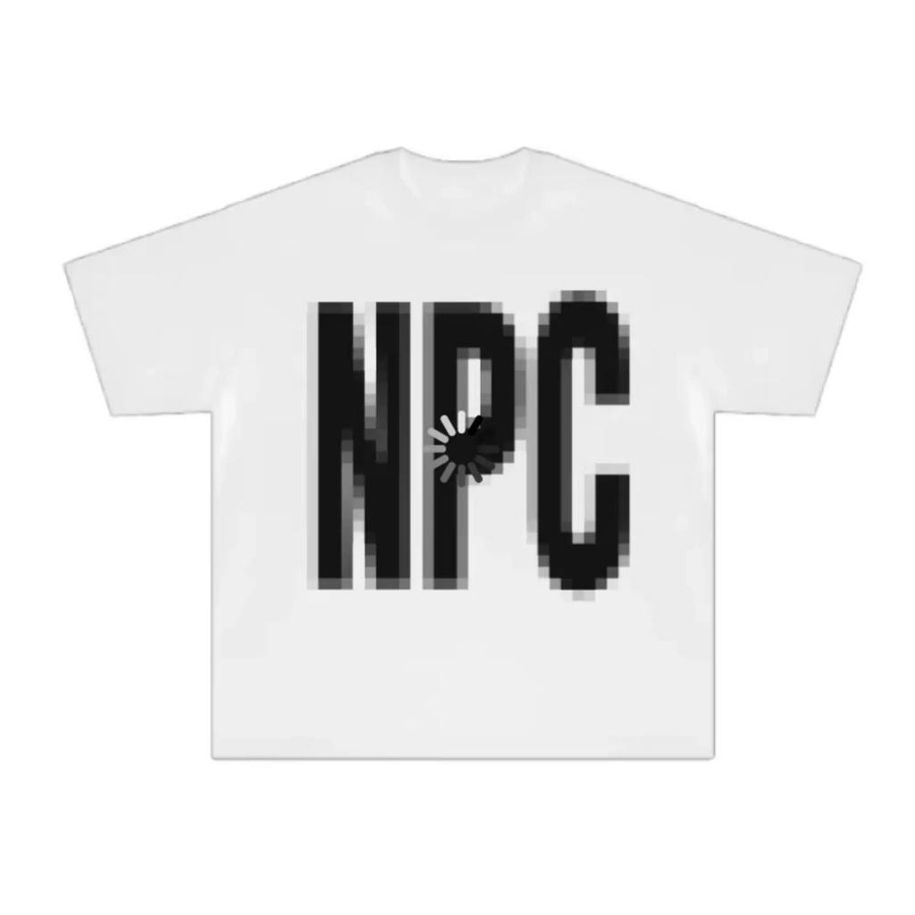 Летняя Мода Креативный Принт Буквы NPC Загрузка Повседневные Мужские Футболки, Мягкие и Дышащие Мужские Футболки из Чистого Хлопка
