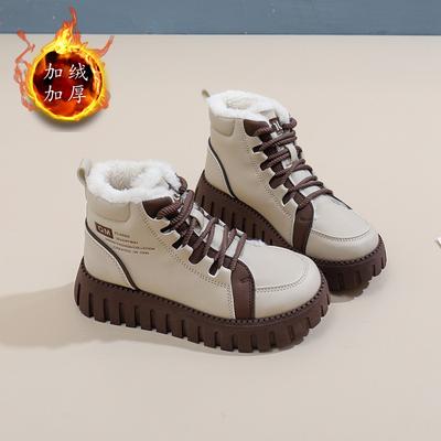 Ins бархатные высокие белые туфли женские 2024 зимние корейские версии универсальные студенческие туфли для серфинга теплая повседневная обувь женская WS821